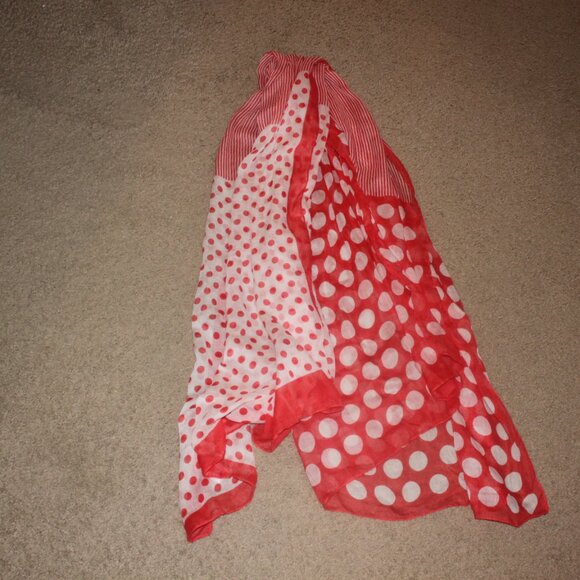 Francesca’s Collections Coral and Ivory Polka Dot Airy Scarf - Picture 9 of 9